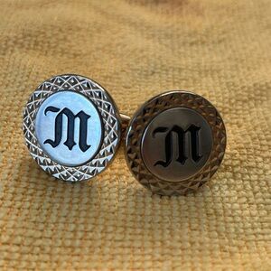 Vintage Mid-Century Monogram Initial M Cufflinks Gold Tone